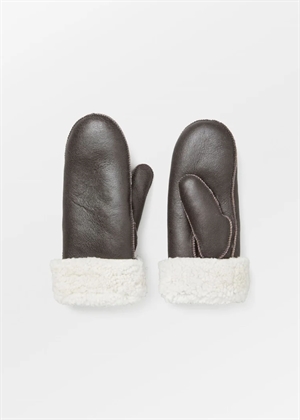 Doa smooth shearling mitten Dark Chocolate Becksøndergaard 